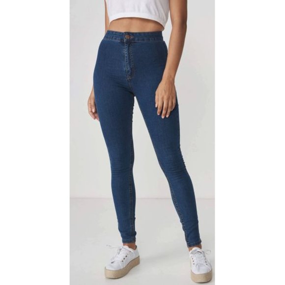 Cotton On The High Rise Jeggings Hi-Waist Waisted Denim Stretchy Skinny Jeans 4 - Picture 1 of 12